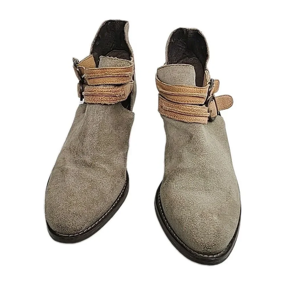 Rebels by Anthropologie Ankle Boots Womens Sz 7 Calista Two Tone Leather Buckle